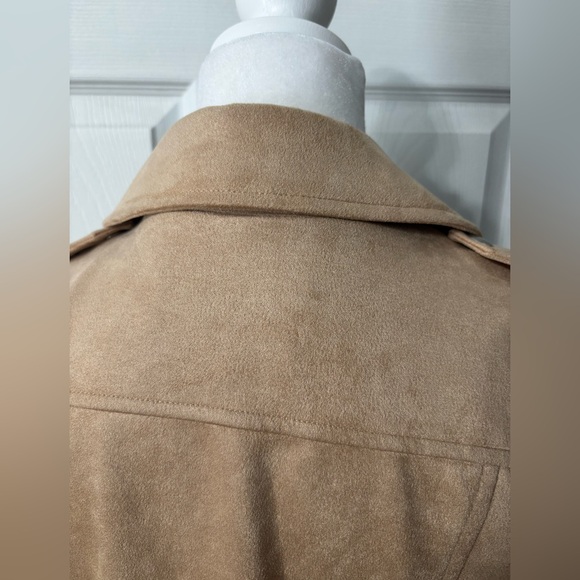 BB Dakota Steve Madden Jacket Medium Zip Beige Buttery Soft Faux Suede 80s Vibe - Picture 6 of 9